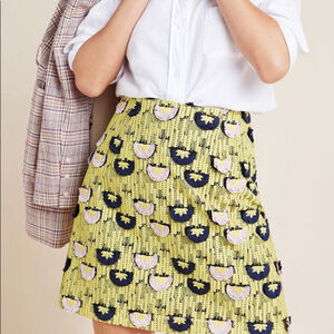 Women's Hutch Yellow Navy Embroidered Mini Skirt Size 6